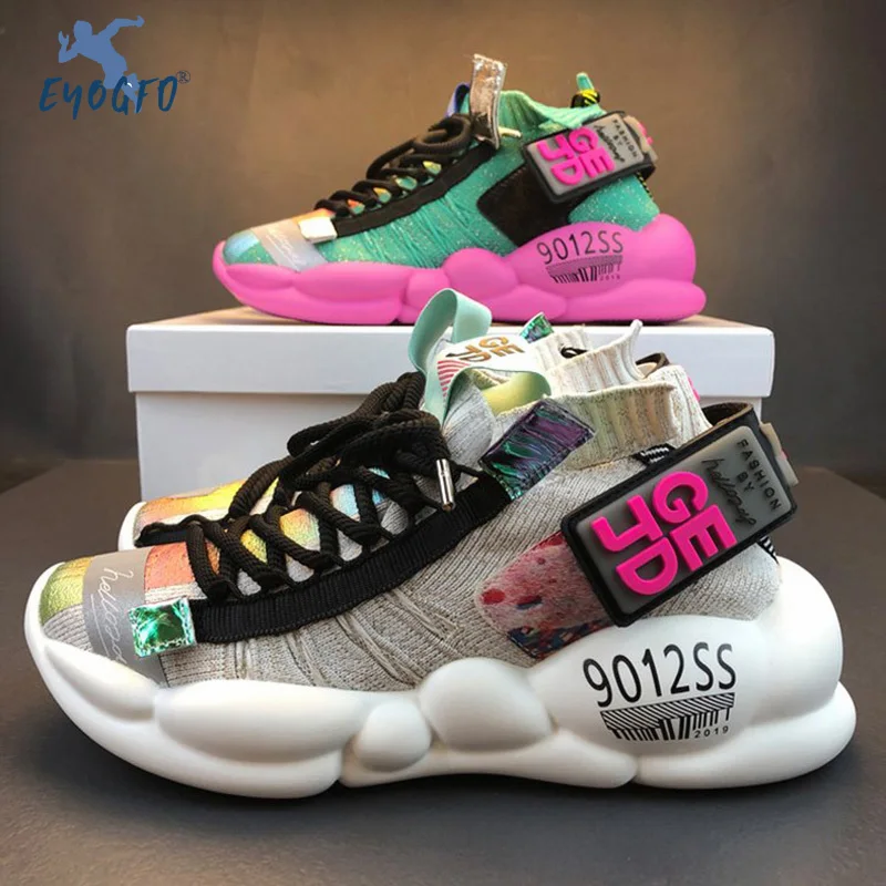 

Women Chunky Sneakers Platform 5cm Thick Sole Ladies Casual Vulcanize Shoes Web Celebrity Dad female fashion Sneakers Designer