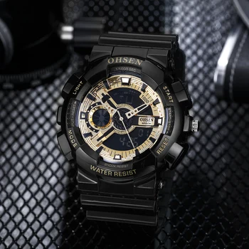 

OHSEN Men Sports Watches Dual Display Quartz Wristwatches Men 30M Waterproof Military Watches Men Clock relogio masculino