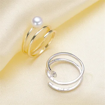 

High Quality Silver plated fittings Open Adjustable Blank Ring Settings Pearl Ring Mountings Fittings Jewellery Accessories