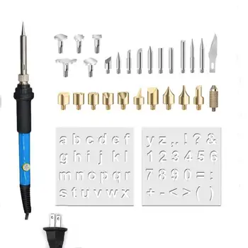 

28Pcs 110V/220V 60W Wood Burning Pen Soldering Tool Craft Set Pyrography Kit Tips