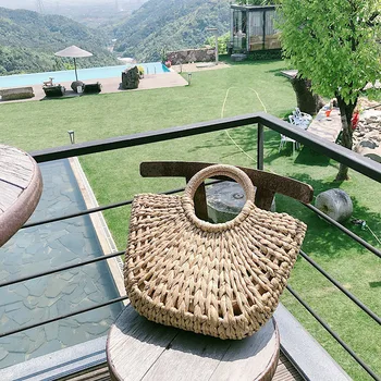 

Women 2020 New Summer Holiday Beach Bag Woven Large Capacity Hollow Simple Portable Casual Shopping Package C780