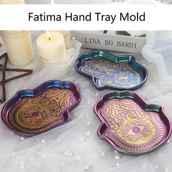 

Hamsa Hand Tray Resin Mold Palm Amulet Epoxy Resin Mold Hamsa Hand Shape Holder Jewelry Plate Dish Resin Casting Molds
