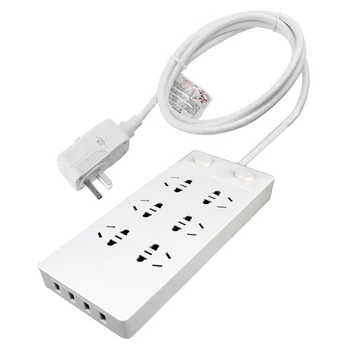 

Smart Power Strip Earth Leakage Protection Plug 6AC AU Power Outlet Socket 4USB Quick Charging Extension Socket 18./2.8M Cable