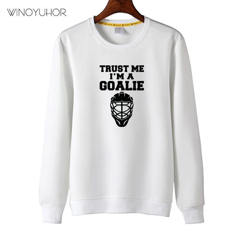 Толстовки с надписью «Trust Me I'm A Goalie»; детские топы в подарок на день рождения с хоккеистом; осенние повседневные толстовки с длинными рукавами для маленьких мальчиков и девочек