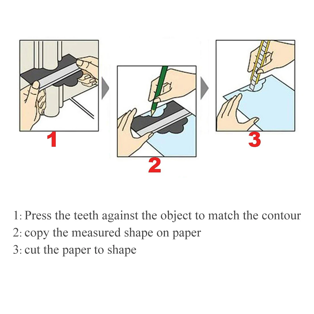5/10inch Multi-function Contour Profile Gauge Tiling Laminate Tiles Edge Shaping Wood Measure Ruler ABS Contour Gauge Duplicator