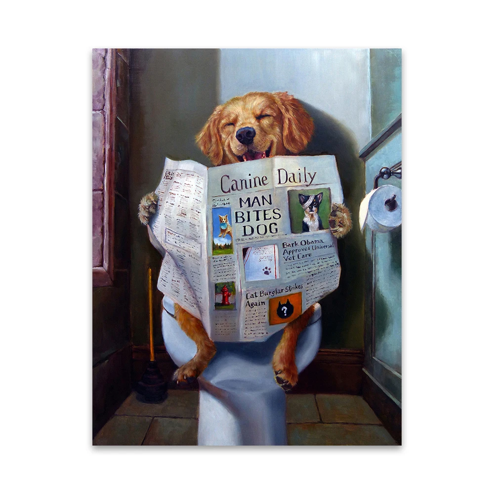HDARTISAN настенная живопись холст картина Забавный принт с животными собака чтение газета картина для гостиной домашний Декор без рамки