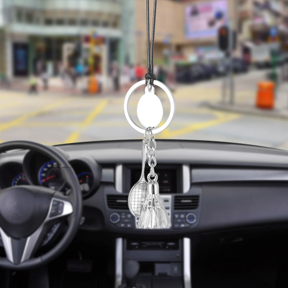 Car Pendant Badminton Shuttlecock Racket Ornaments Hanging Auto
