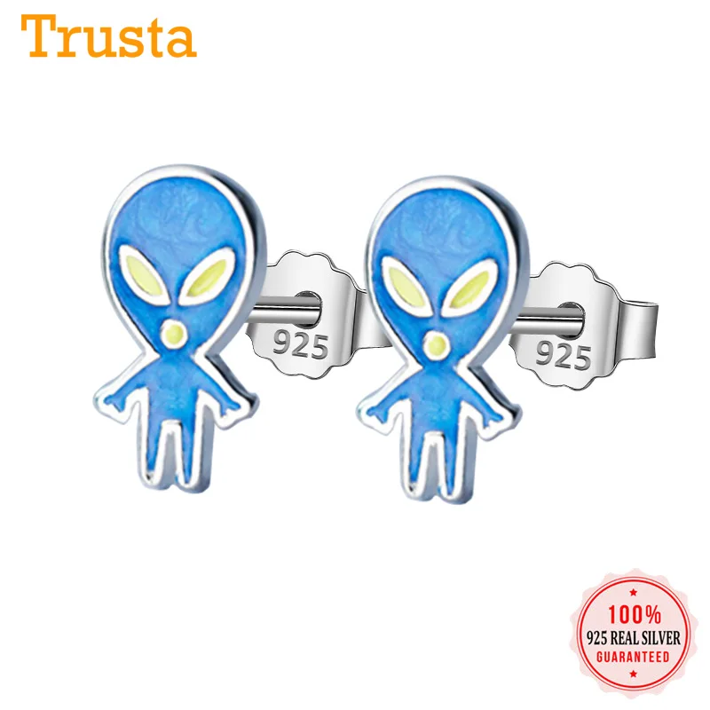 Trustdavis 100% Стерлинговое Серебро 925 пробы милые синие серьги-гвоздики с