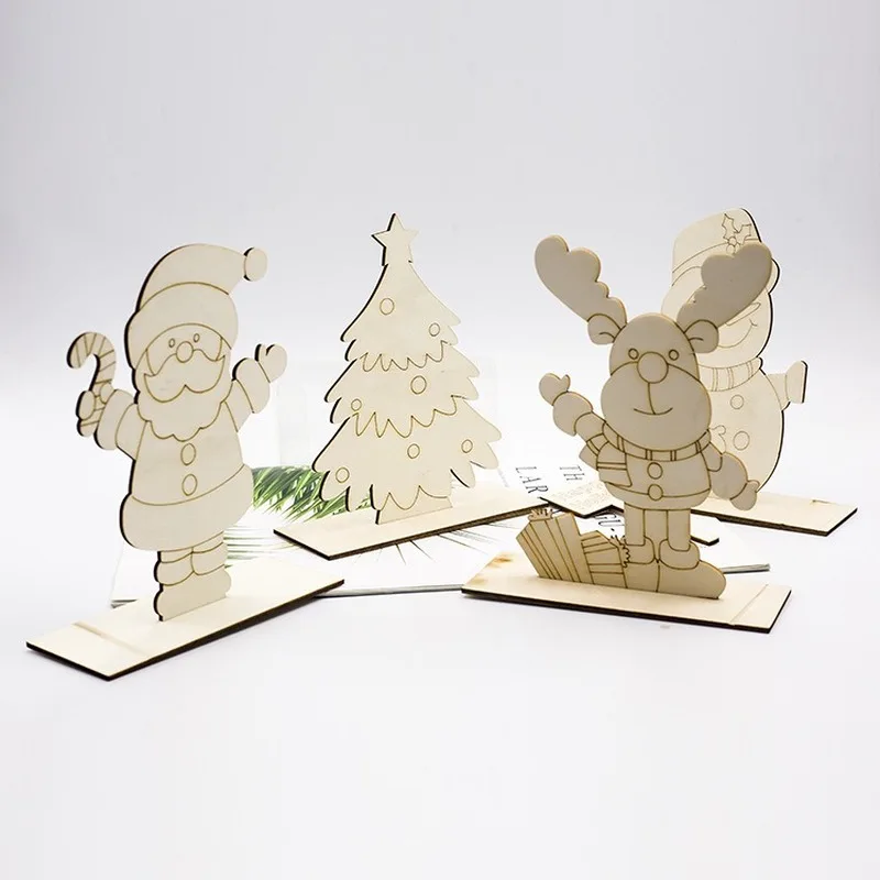 

DIY Wooden Painted Christmas Table Decorations Ornaments Santa Claus Snowman Elk Christmas Tree Pendants Xmas Decoration Gifts