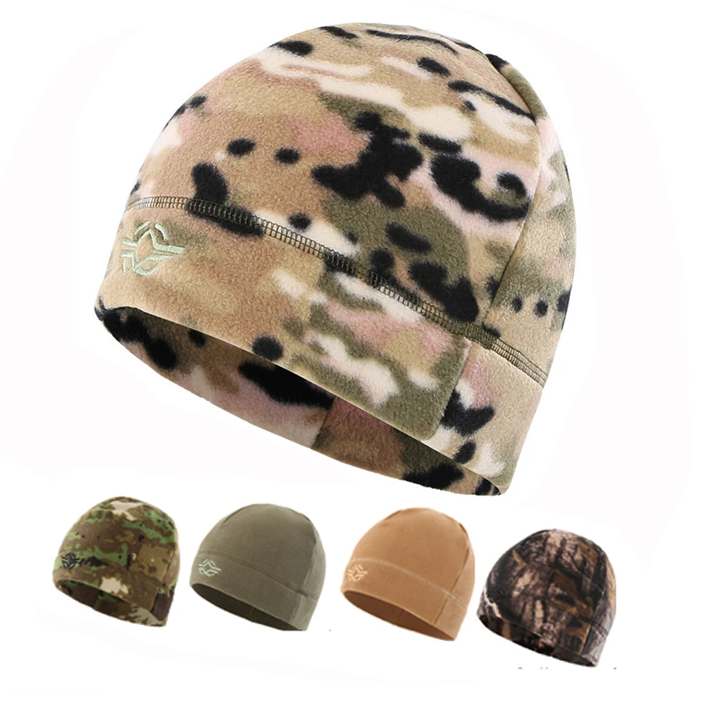1Pc Winter Fleece Hats Hiking Caps Ski Baggy Hat Windproof Men Women Skullcap Cycling Cap Hunting Military Tactical Caps 1
