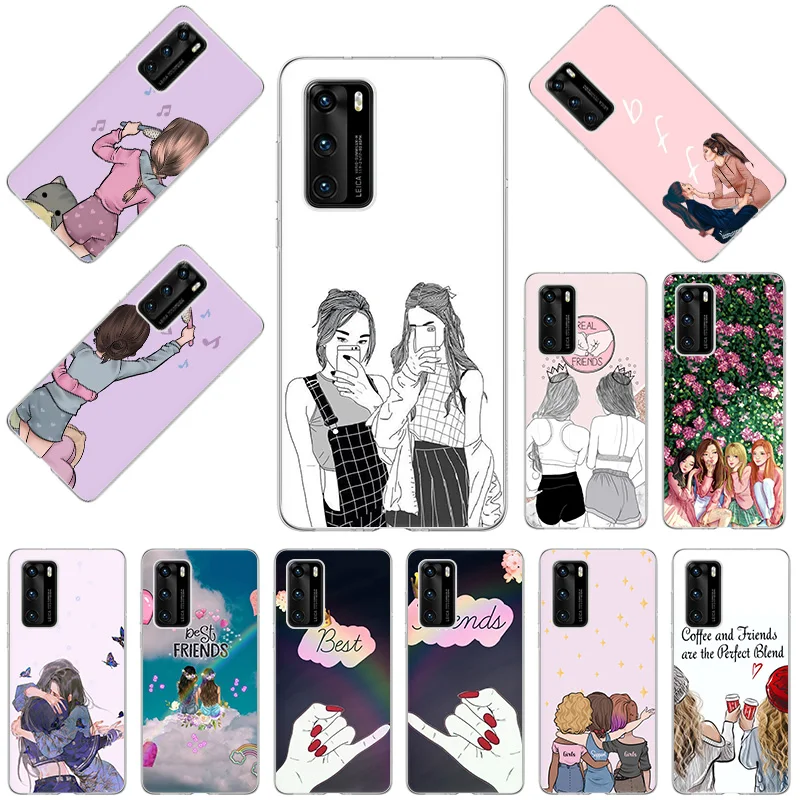 Phone Case for Huawei P40 Lite P30 P20 Pro Y7A Y9A P-Smart Z Y6 Y7 Y5 2019 Girls Best Friends Forever Silicone Soft Cases Cover | Мобильные