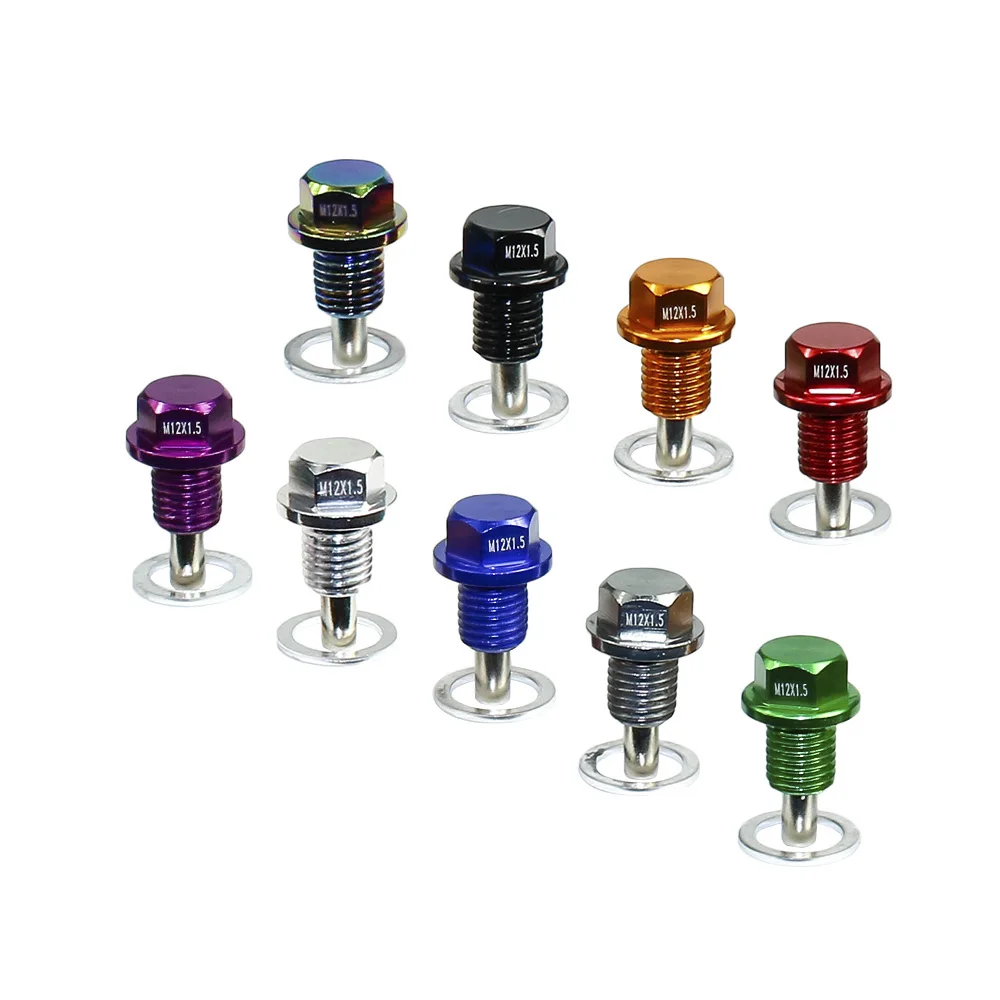 M12x1.5 M12x1.25 M14x1.5 Aluminum Magnetic Oil Drain Plug Oil Drain Bolt Sump Sump Nut Red Blue Black Neo Chrome