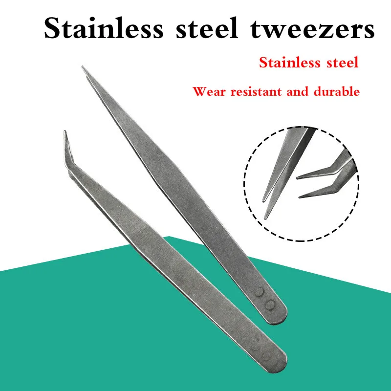 Imagen de 1PCS Stainless Steel Sharp Tweezers Maintenance Tools Industrial Precision Curved Straight Tweezers Phone Computer Repair Tools