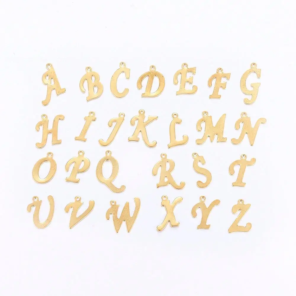

26pcs/set 304 Stainless Steel Golden Alphabet Letter A~Z Pendants Charms Jewelry Making Handmade Craft Findings