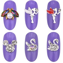 10 шт. новых украшений для дизайна ногтей, блестящие стеклянные драгоценные Стразы серии, дизайнерские золотистые и Серебристые Подвески с эффектом «сделай сам», аксессуары для ногтей