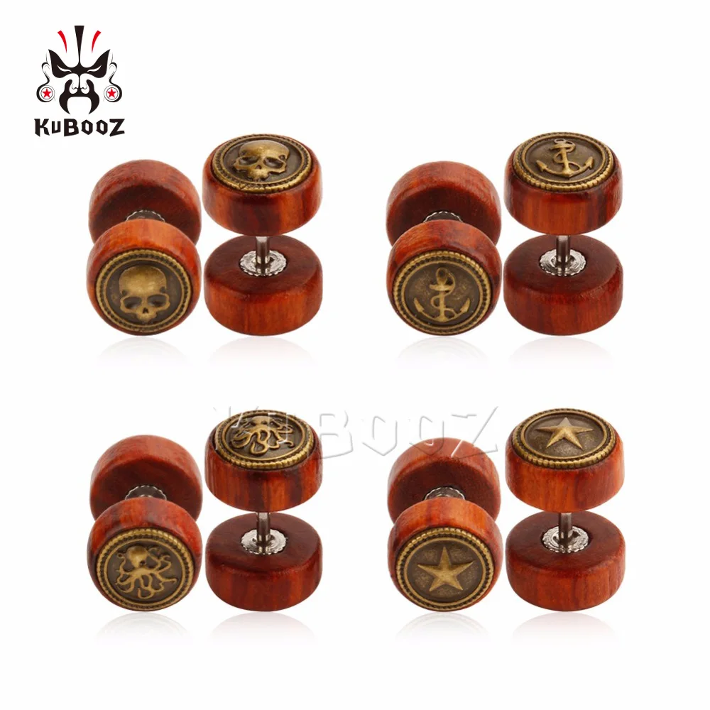 Wholesale Tunnels Wood Fake Piercing Plugs Ear Taper Body Jewelry Free