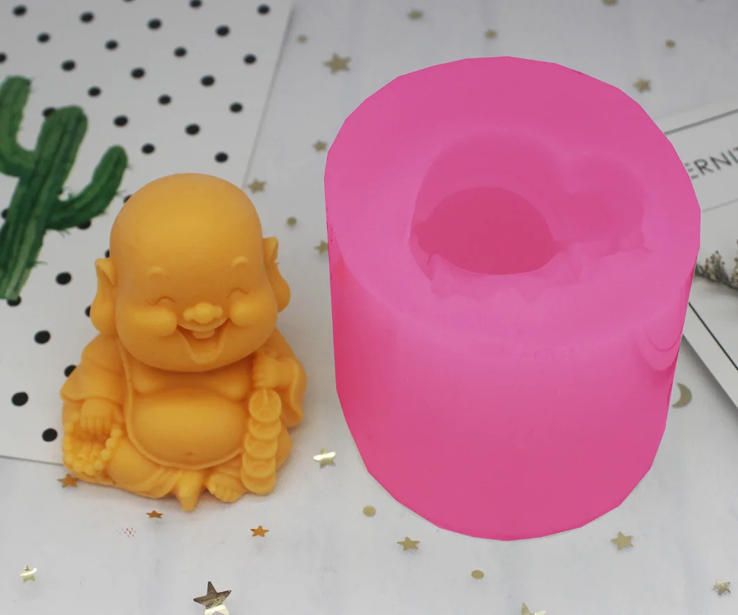 3D свечи счастливого Будды DIY ремесло Силиконовые формы ручной работы для мыла ручной работы смолы 51*47*50 мм