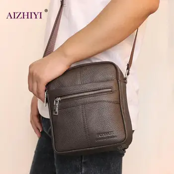 

Male Business Genuine Leather Shoulder Bag Men Travel Solid Color Casual Crossbody Messenger Handbag