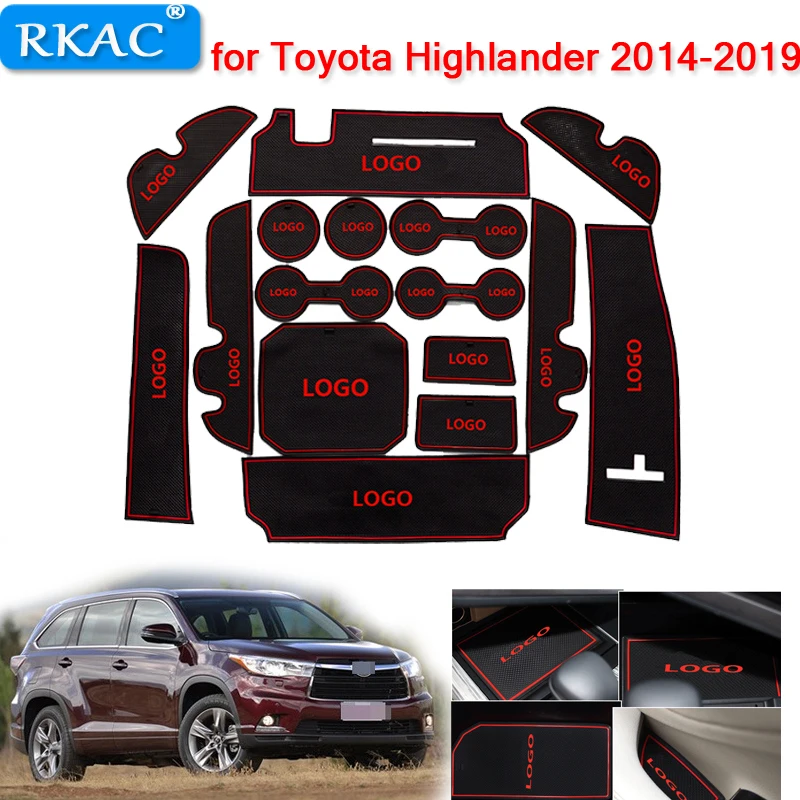 

RKAC Anti-Slip Gate Slot Rubber MATS Coaster for Toyota Highlander 2014 - 2019 XU50 Kluger Accessories Anti-dirty pad