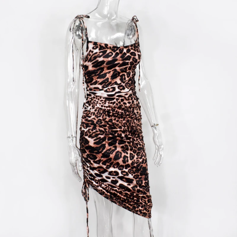 Женское платье с леопардовым принтом NewAsia, вечерние, вечерние, Многополосная одежда, сексуальное длинное платье миди, на завязках, с открытой спиной, с принтом, пляжные платья