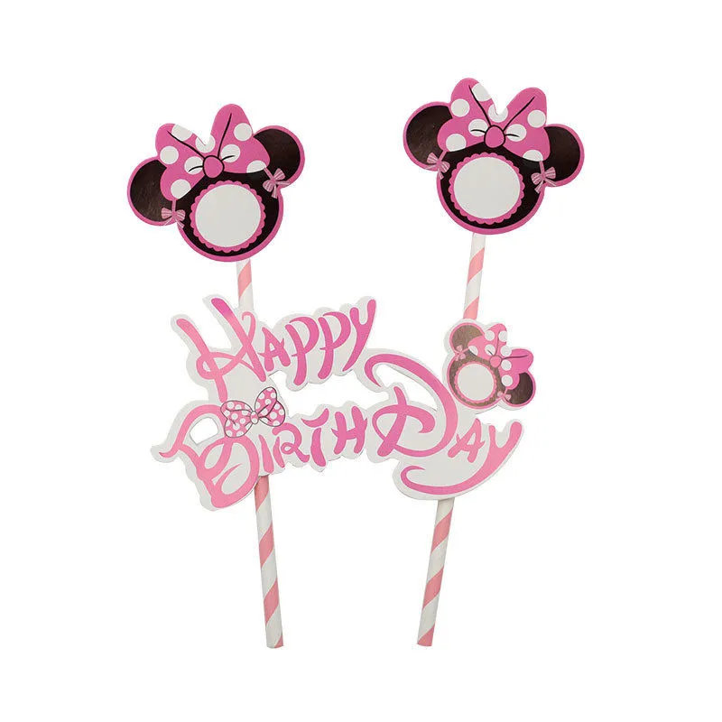 

1pc Cake Topper Minnie Mouse Cake Decorations Happy Birthday Decor Kids Girl Party Supplies Cake Topper