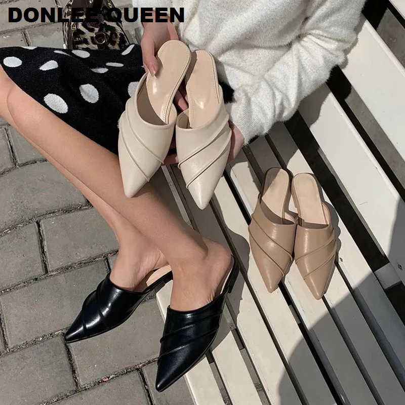 2020 г. весенняя обувь женские тапочки на плоской подошве элегантные туфли без