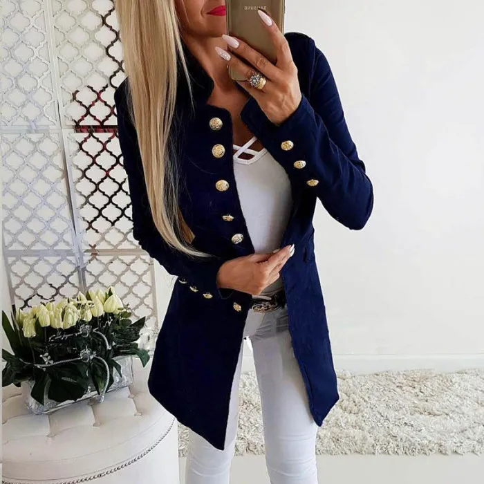 Женский Повседневный однобортный формальный длинный Блейзер Куртка приталенное пальто NGD88