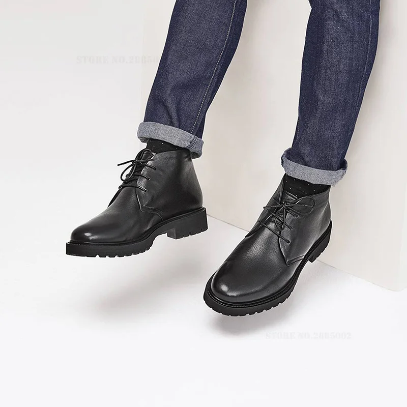 Xiaomi Qimian/мужские бархатные теплые кожаные ботинки с шерстяной подкладкой; зимние ботинки; ботинки из воловьей кожи на резиновой подошве; деловая обувь из кожи высокого качества