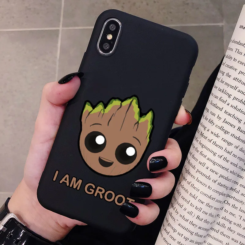 Чехол для телефона с героями мультфильмов I Am Groot Marvel для XiaoMi RedMi Note 8 7 6 5 K20 Pro матовый Силиконовый чехол s мягкая задняя крышка - Цвет: P2Black