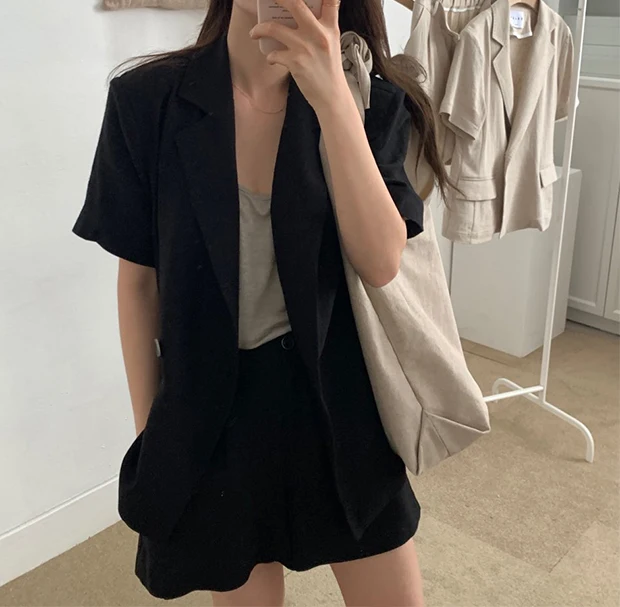 Mozuleva New Summer Women 2 Piece Sets Matching Wide Leg Short Pants Casual Cotton and Linen Pocket Lady Biker Shorts Suit 2020