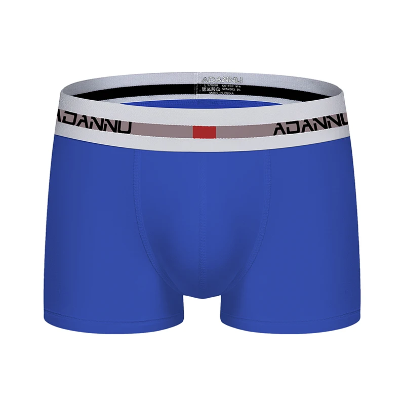 Мужское нижнее белье, боксеры, хлопковые мужские штаны, Cueca Tanga, удобные трусики, дышащие, u-образные карманы, Calzoncillo, Мужская одежда, шорты - Цвет: AD45-blue