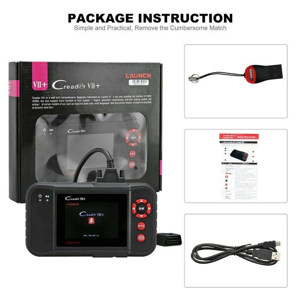 LAUNCH X431 OBDII диагностический инструмент CRP123 VII + OBD2 сканер odb2 считыватель кодов для