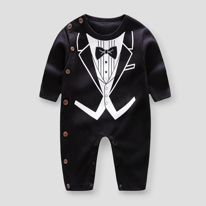 

Infant BABY'S FIRST Month Weeks Formal Dress Spring And Autumn Baby Long Sleeve Onesie Costumes Men's Newborns Romper