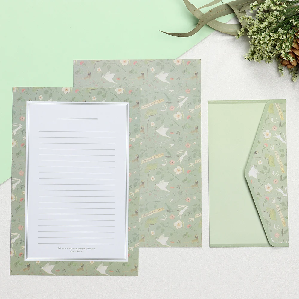 6Pcs Differrent Design Writing Paper With 3Pcs Envelopes Cartoon Pattern Vintage Floral Letter Stationery School Office Supplies writing paper set
