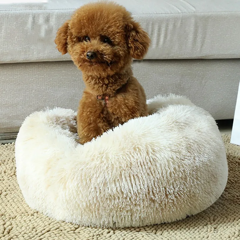 Mixing Color Long Plush Cat Nest Soft Coral Velvet Bed House Pet Sleeping Mat Winter Puppy Kennel Cat Cushion Portable Pads