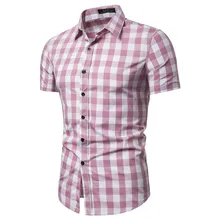 6colors Shirts Men Plaid New Arrival Plus Size Short Sleeve Shirt Summer Clothing Breathable Mens Blouse High Quality Tops 2020