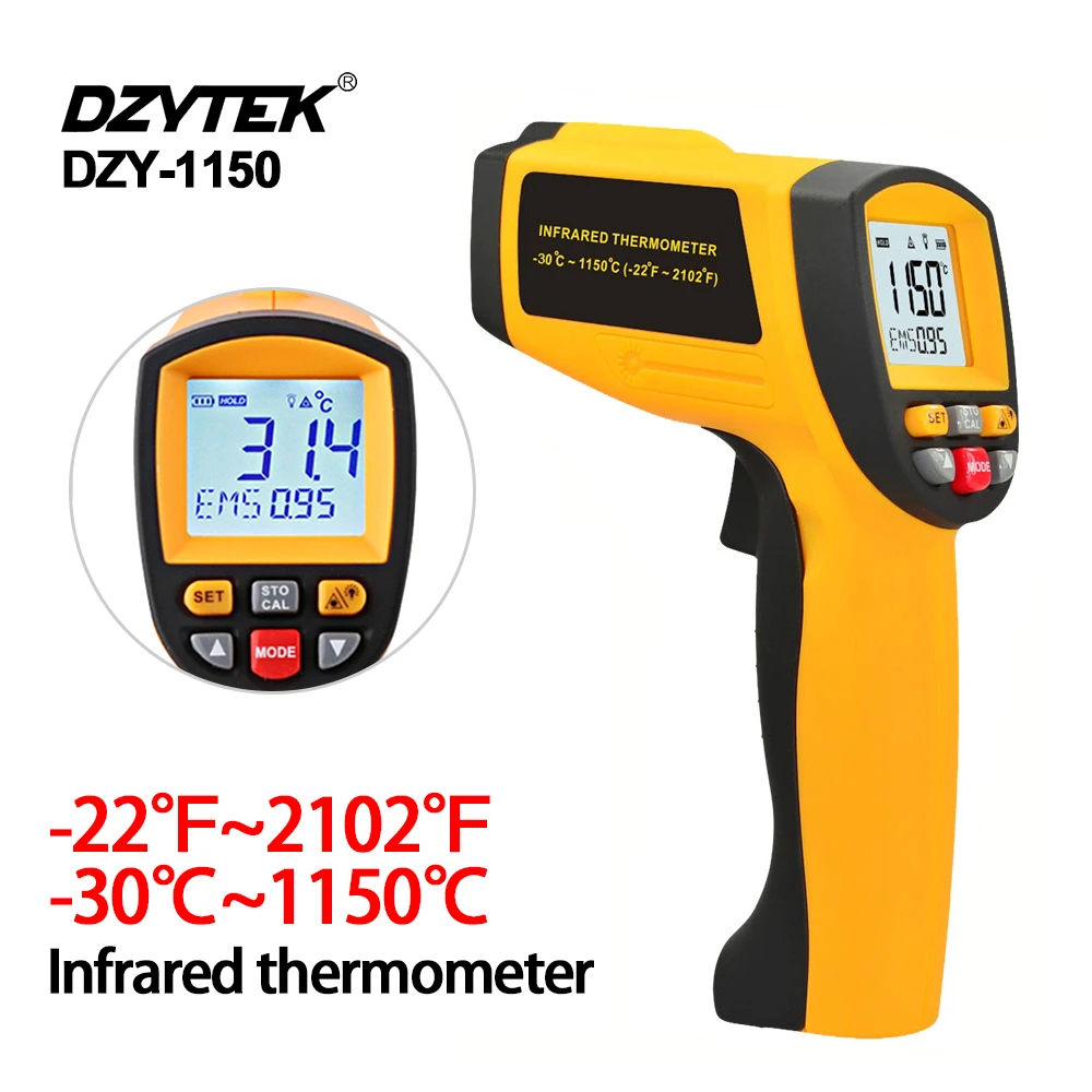DZYTEK Noncontact Digital Laser Infrared Thermometer Gun High Low