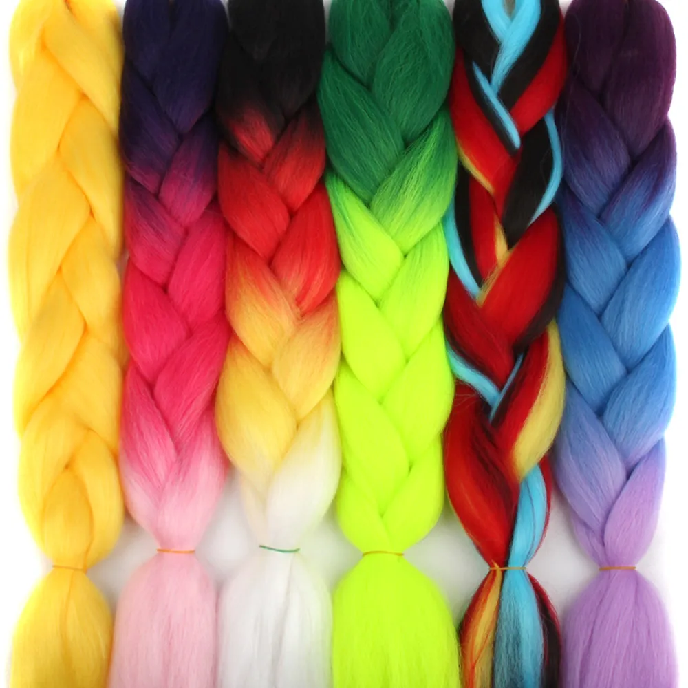 Afro Ombre Pre Stretched Braiding Hair Extensions Colored Strands