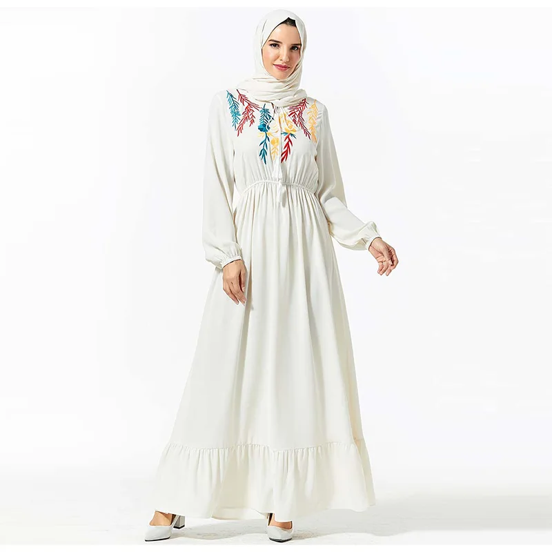 Abaya/платье в национальном стиле; мусульманское плиссированное платье с вышивкой и поясом; женское консервативное длинное платье в дубайском стиле
