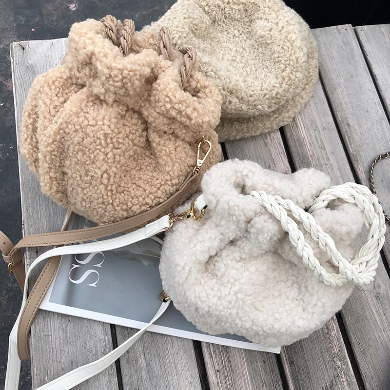 Женские сумки через плечо из искусственного меха 2020 одноцветные зимние женские