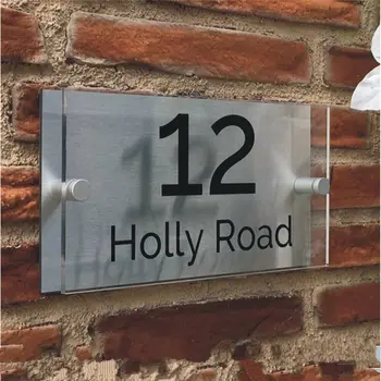 

Customized Acrylic House number Apartment number Door Number House Sign Street Address Effect Glass 200x140mm