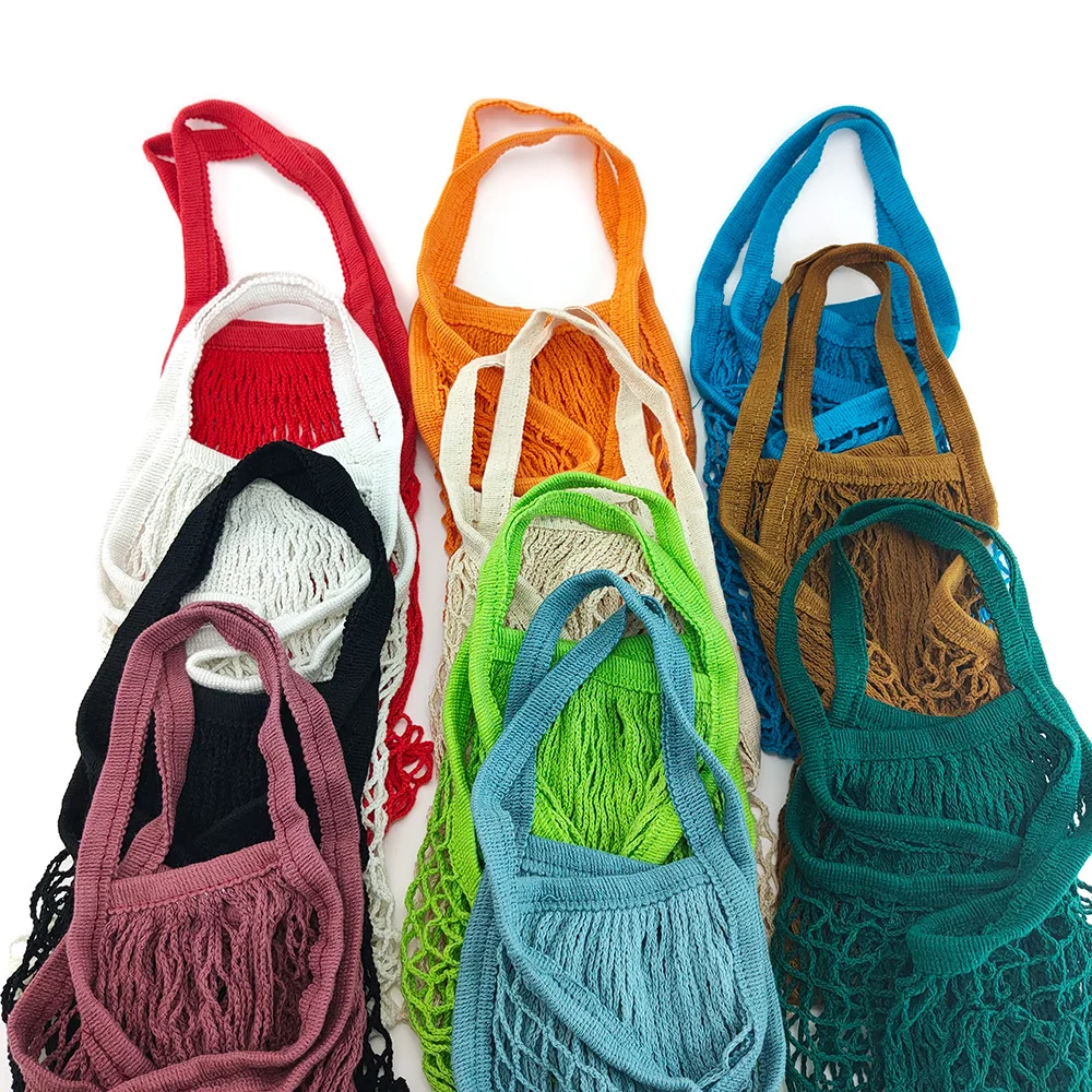 Bolso de compras tipo malla reutilizable para mujer, bolsa de mano de almacenamiento de frutas, tejido de malla, para tienda y comestibles, nuevo