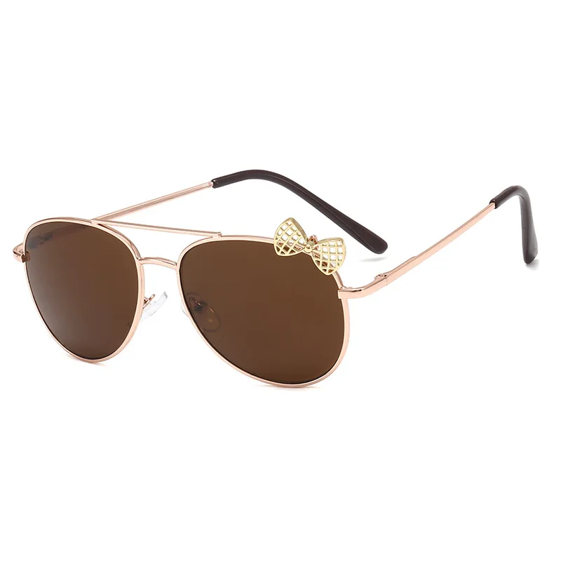 Модные Классические брендовые Винтажные Солнцезащитные очки из сплава для девочек от 3 до 7 лет, UV400 Oculos De Sol Gafas, n837 - Цвет линз: brown