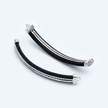 

4pcs Black CZ Paved Silver Bangles for Bracelets, Bracelet Finding Components For DIY Bracelet Jewelry Making Accessories