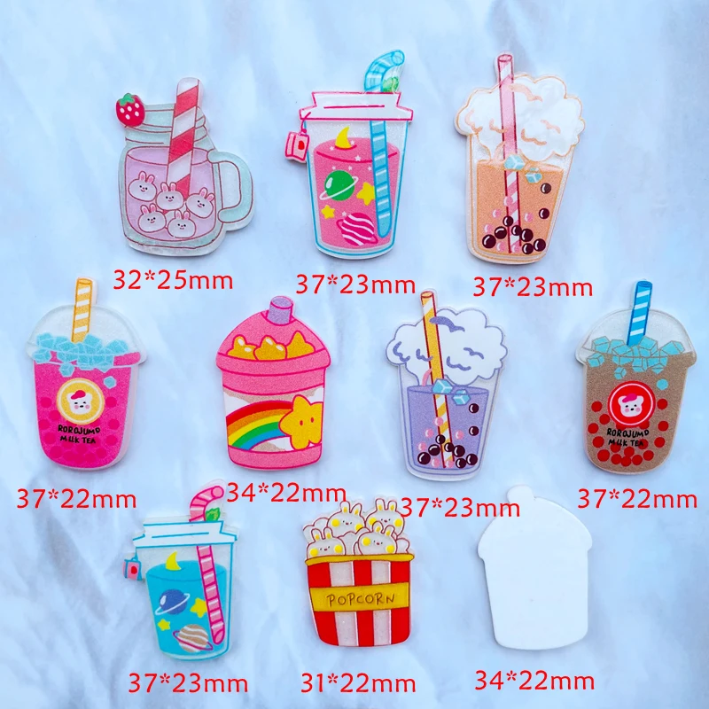 10/20 New Kawaii Cute Beverage Bottle Sseries Acrylic Flat DIY Crafts Scrapbook Mobile Phone Case Decoration Accessories C15