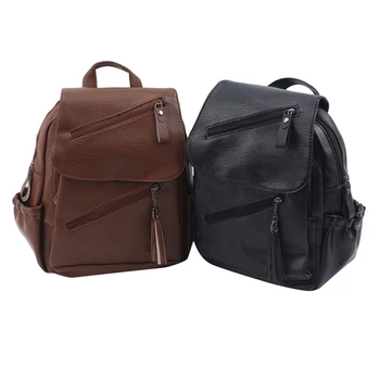

Vintage Tassels Backpack New Women PU Leather Rucksack Large Capacity School Bag For Teenager Travel Multifunctional Bag