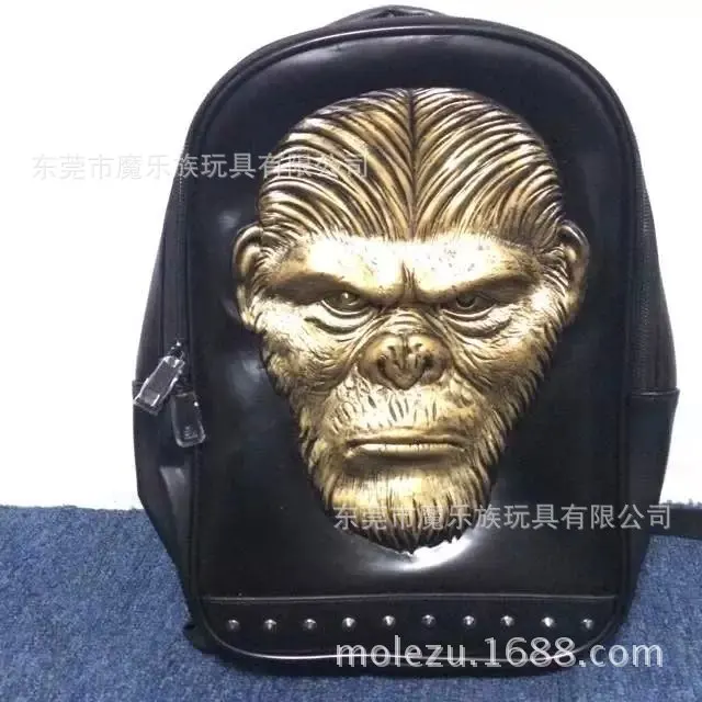 

3D Gorilla Backpack Men And Women Korean-style Trend High School And College Students Cool School Bag New Style Large-Volume PU
