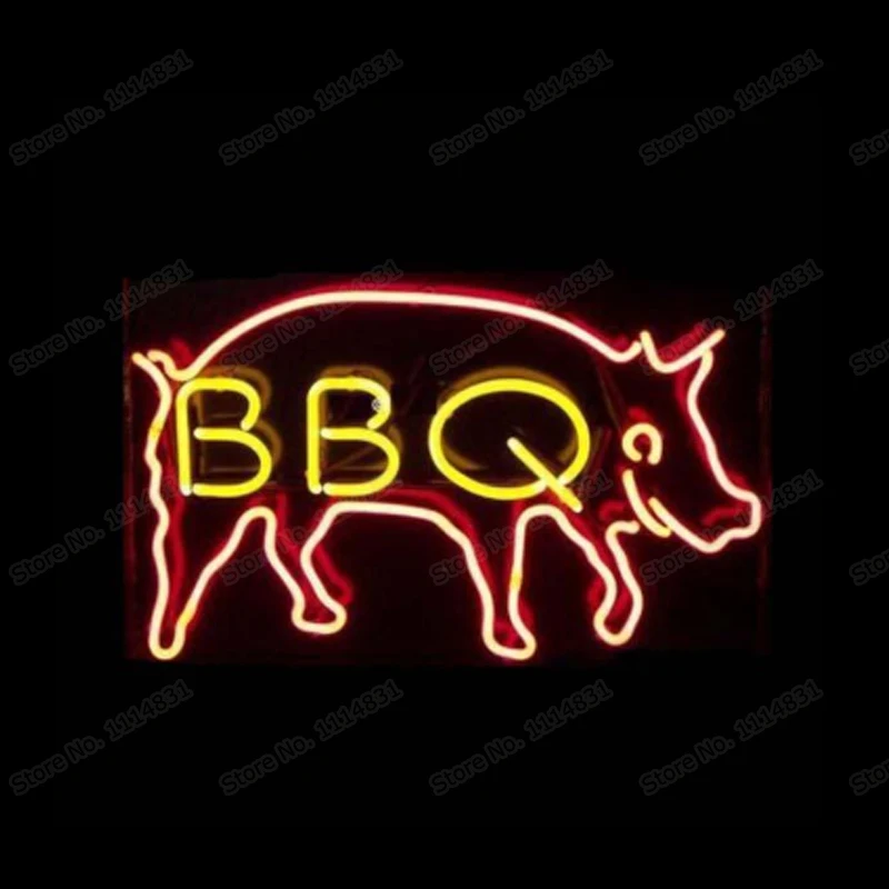 

BBQ Roast Pork Wiener Wienie Weenie Roast Neon Light Sign Custom Handmade Real Glass Tube Bar Room Decor Display Lamp 17"X14"