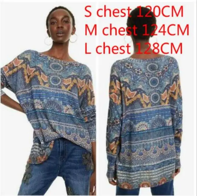 

DESIGUAL 2019 Spain Deg style multi type elastic long sleeved single collar knitwear Jersey. Single code