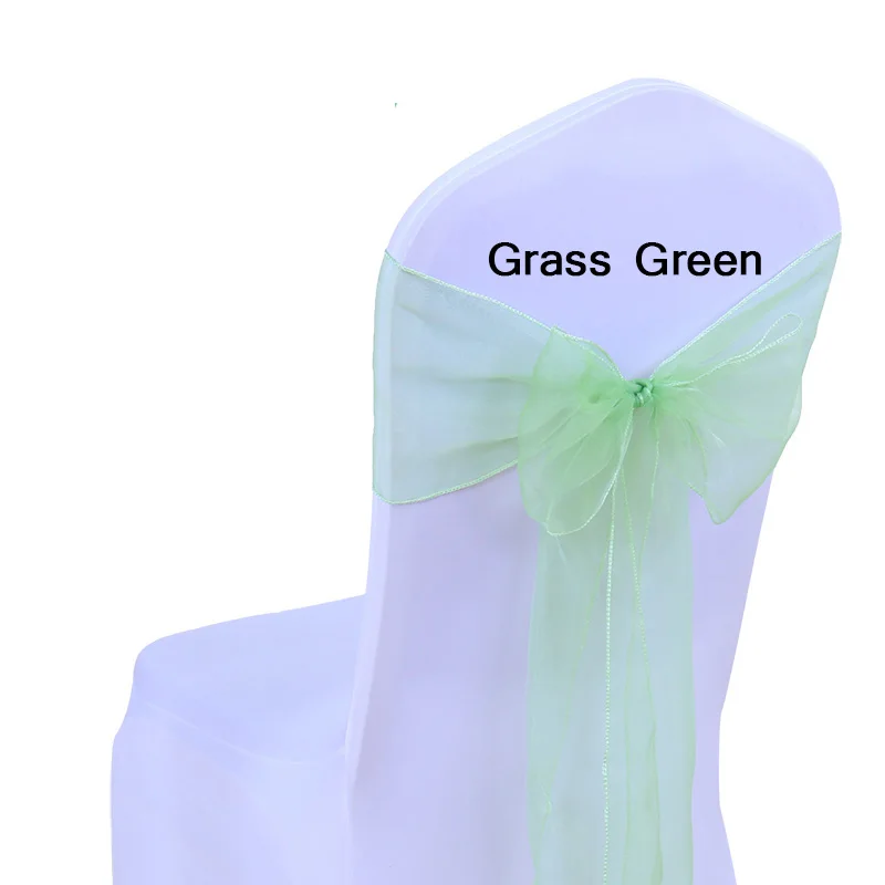 Китайский текстильный Фабричный оптовый пояс для стула из органзы бант ткань из полиэфирной органзы Лента для стула галстук-бабочка для свадебного декора - Цвет: Grass Green